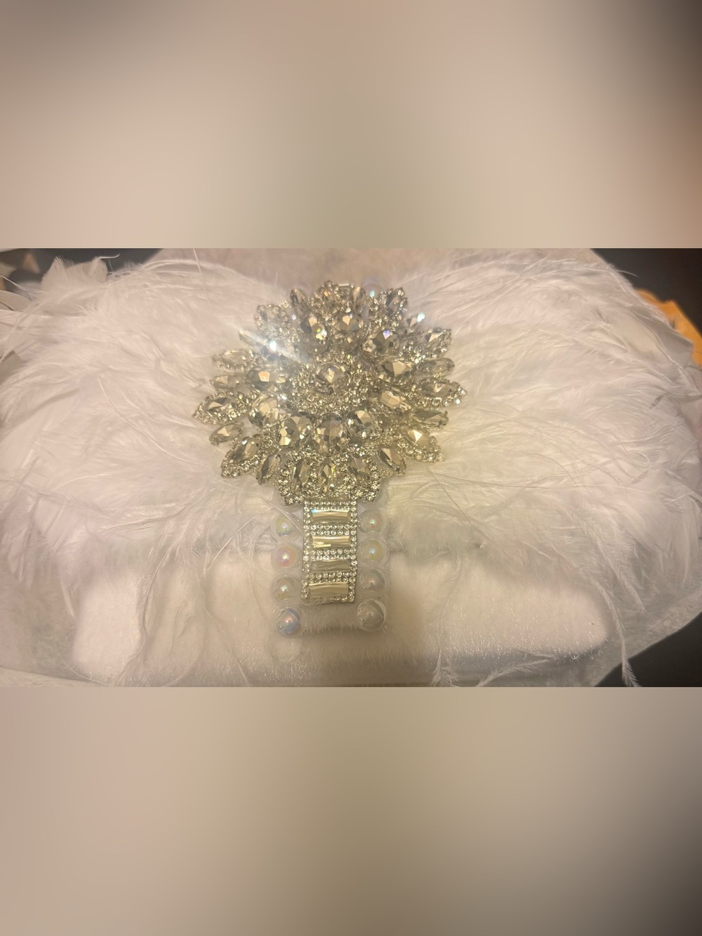 Crystal & Pearl Statement Purse - White